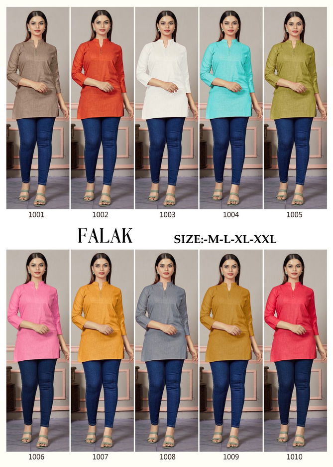 Falak By Sangeet Tunic Slub Cotton Short Kurtis Wholesale Market In Surat